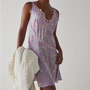 NWT! Free People Slip My Mind Printed Trapeze Dress Lilac Combo Purple Large